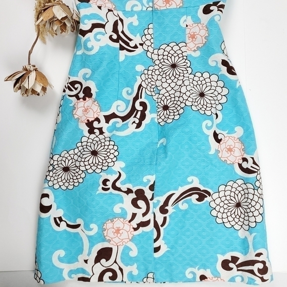 Trina Turk Turquoise Brown Floral Sundress Sz 2 - Picture 8 of 14